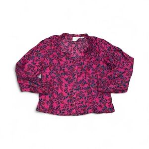 Maeve by Anthropologie pink floral blouse